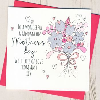 Personalised Glittery Grandma Mother's Day Card