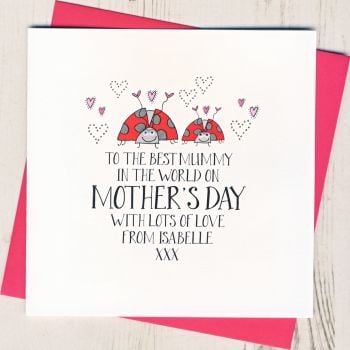 Personalised Wobbly Eyes Ladybird Mother's Day Card