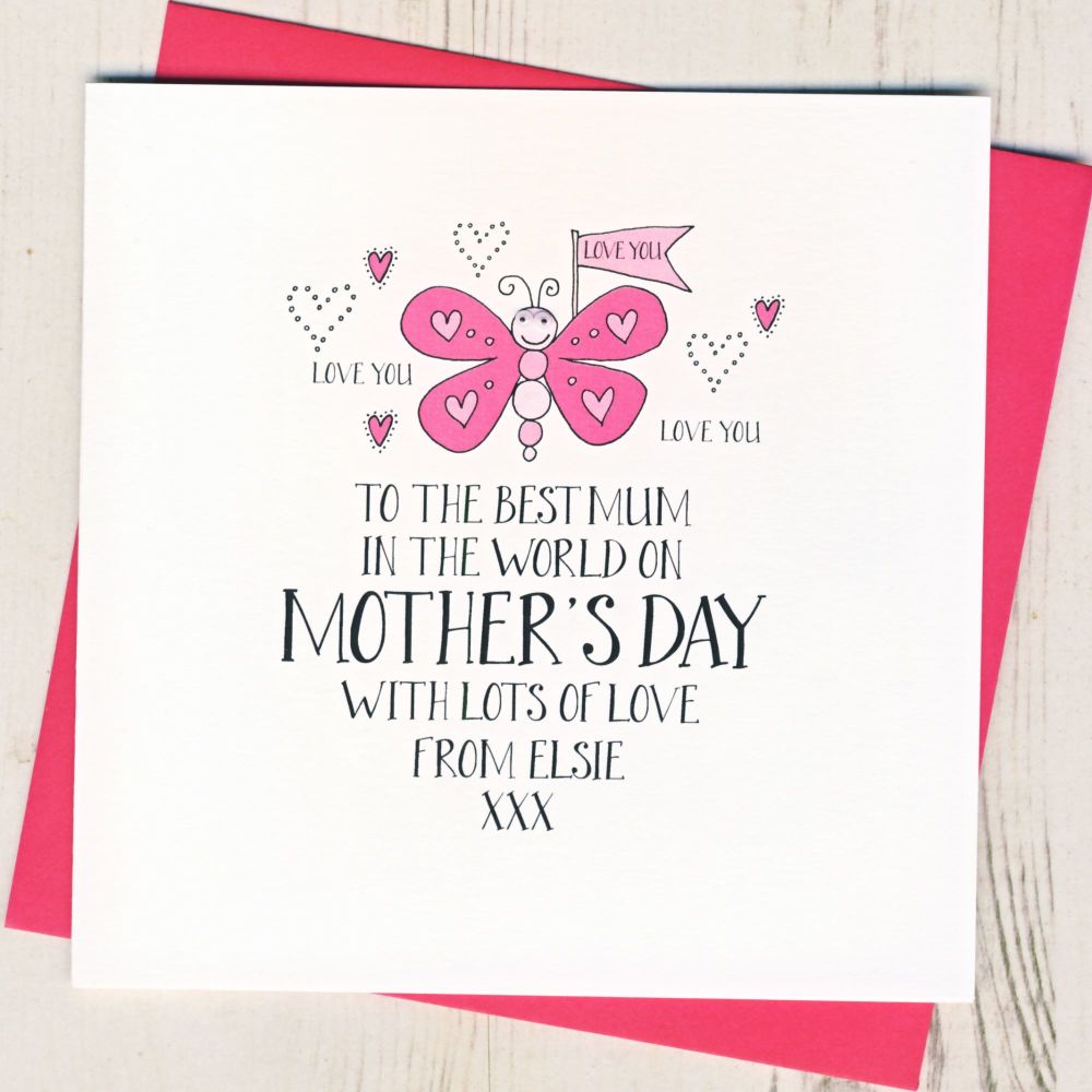 Personalised Wobbly Eyes Ladybird Mother's Day Card