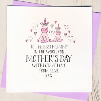 Personalised Unicorn Mother's Day Card