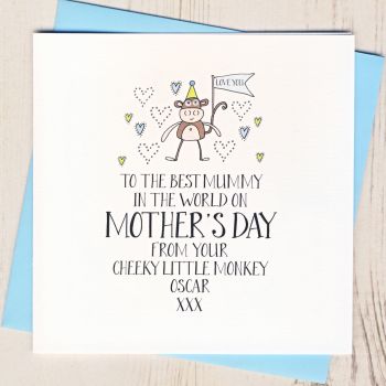 Personalised Little Monkey Mother's Day Card