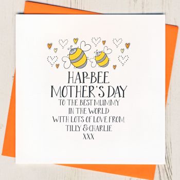 Personalised Hap Bee Mother's Day Card