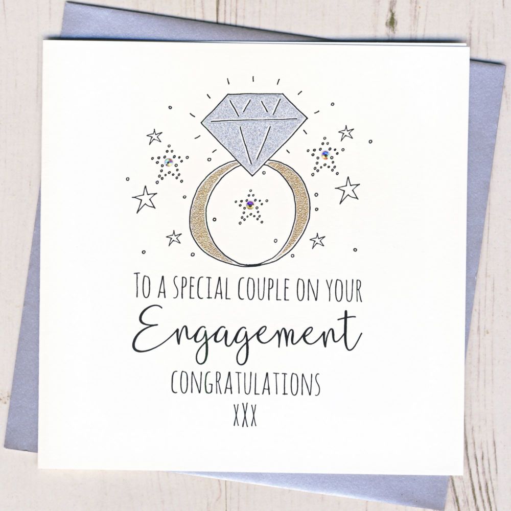 Handmade sparkling engagement card