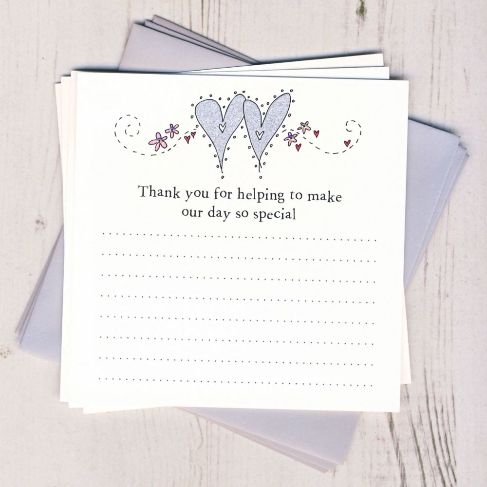 Pack of Wedding Hearts Thank You Cards