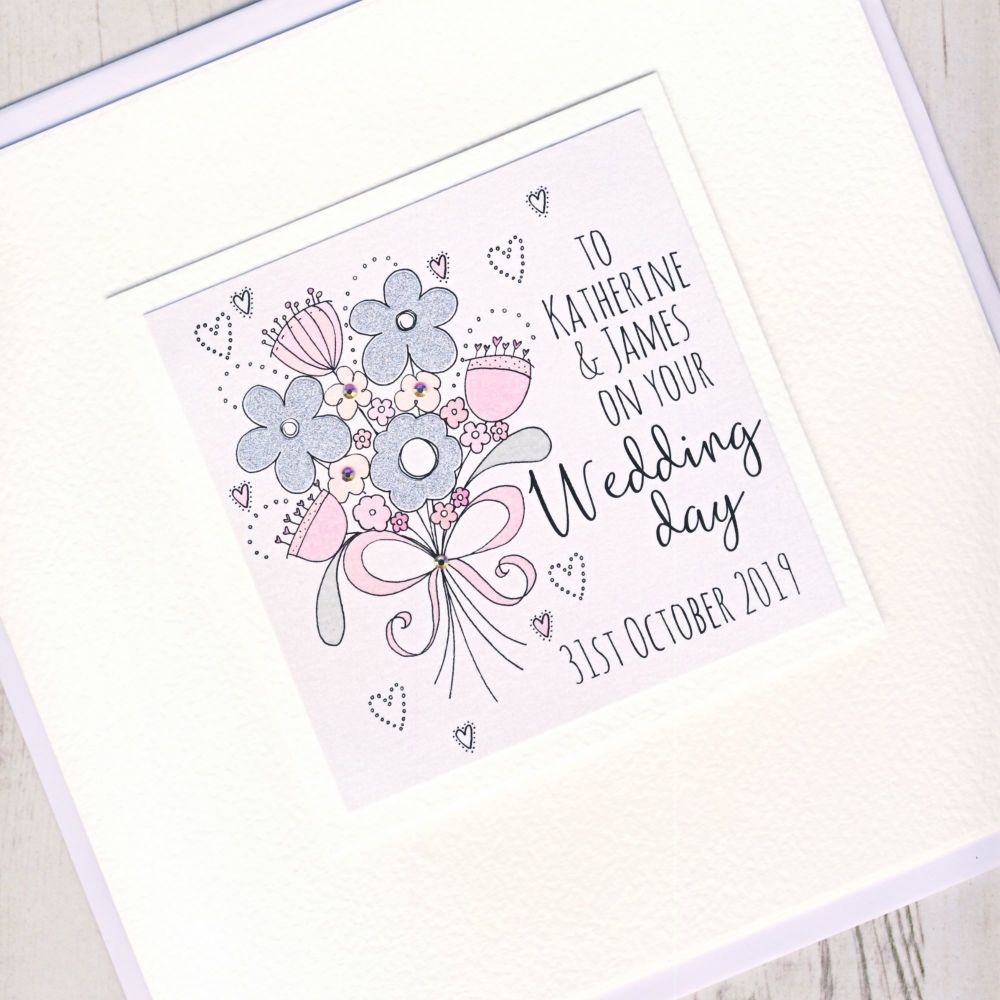 <!-- 003 -->Large Personalised Wedding Flowers Card