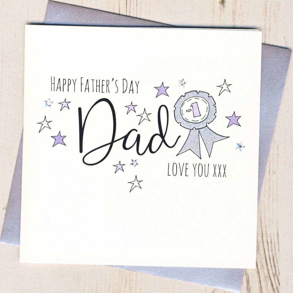 <!-- 001 -->Glittery Dad Rosette Father's Day Card 