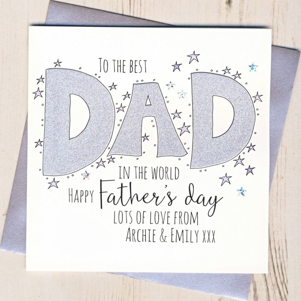 <!-- 001 -->Personalised Glittery Dad Father's Day Card 