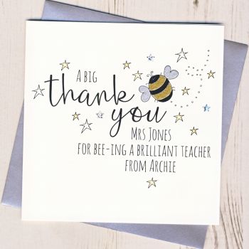 Personalised Bee Teacher Thank You Card