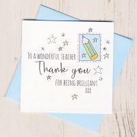 <!-- 011 -->Blue Pencil Teacher Thank You Card