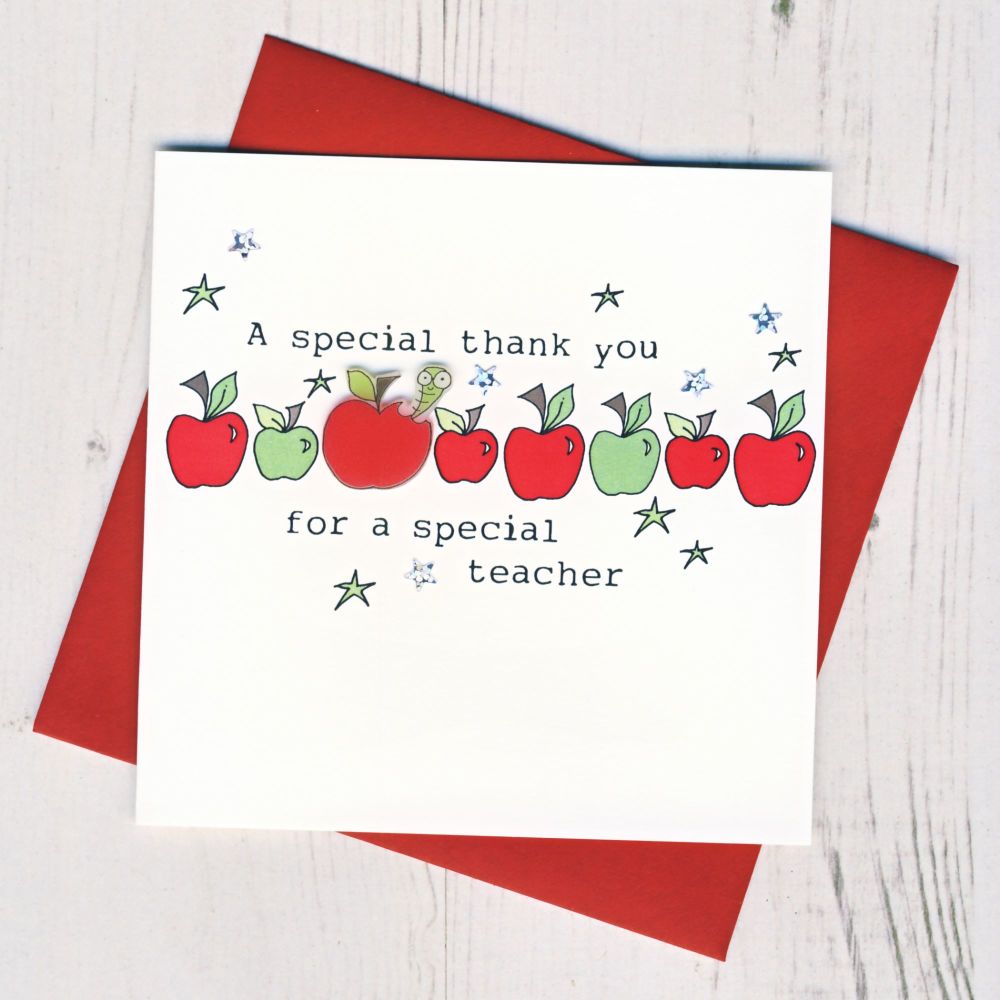 Row of Apples Teacher Thank You Card