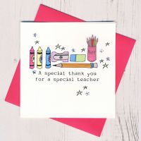 <!-- 004 -->Pink Pencils Teacher Thank You Card