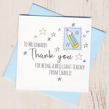 Personalised Pencil Teacher Thank You Card