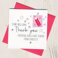 <!-- 003 -->Pink Pencil Teacher Thank You Card