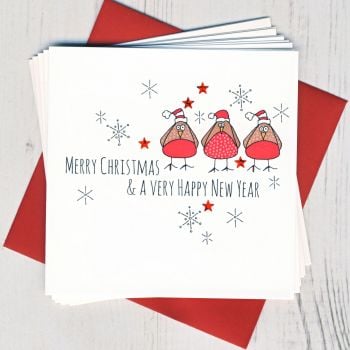 Pack of Five Robin Christmas Cards