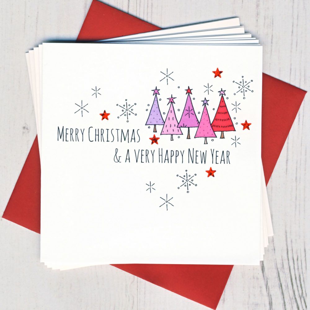 Pack of Five Tree Christmas Cards
