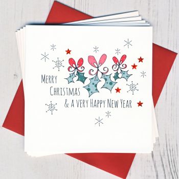 Pack of Five Holly Christmas Cards