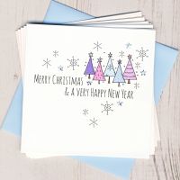 <!-- 021 -->Pack of Five Blue Tree Christmas Cards
