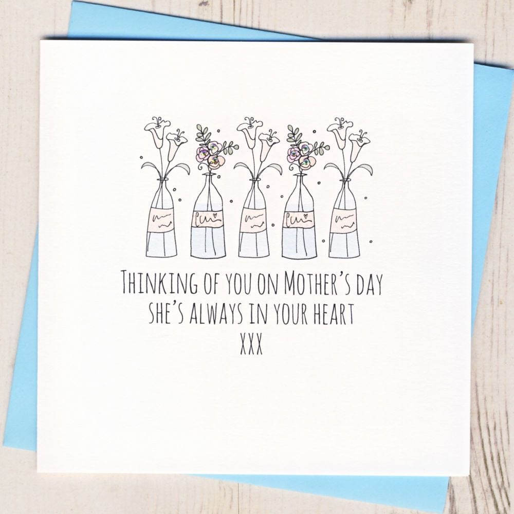 UK Greetings Mother’s Day Card – 'Thinking Of You' Design With Butterflies & Gold Foil, Blank Inside For Personal Message