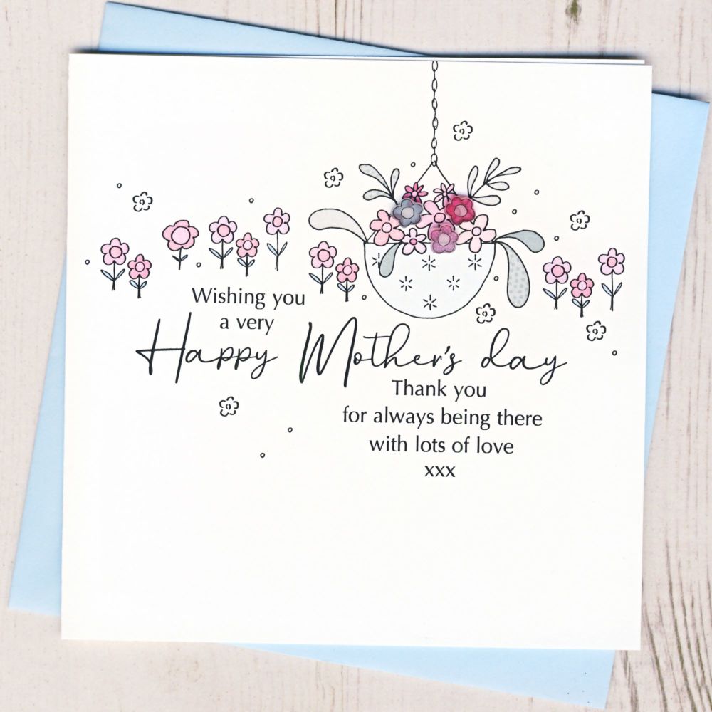 <!-- 001--> Mother's Day Hanging Basket Card