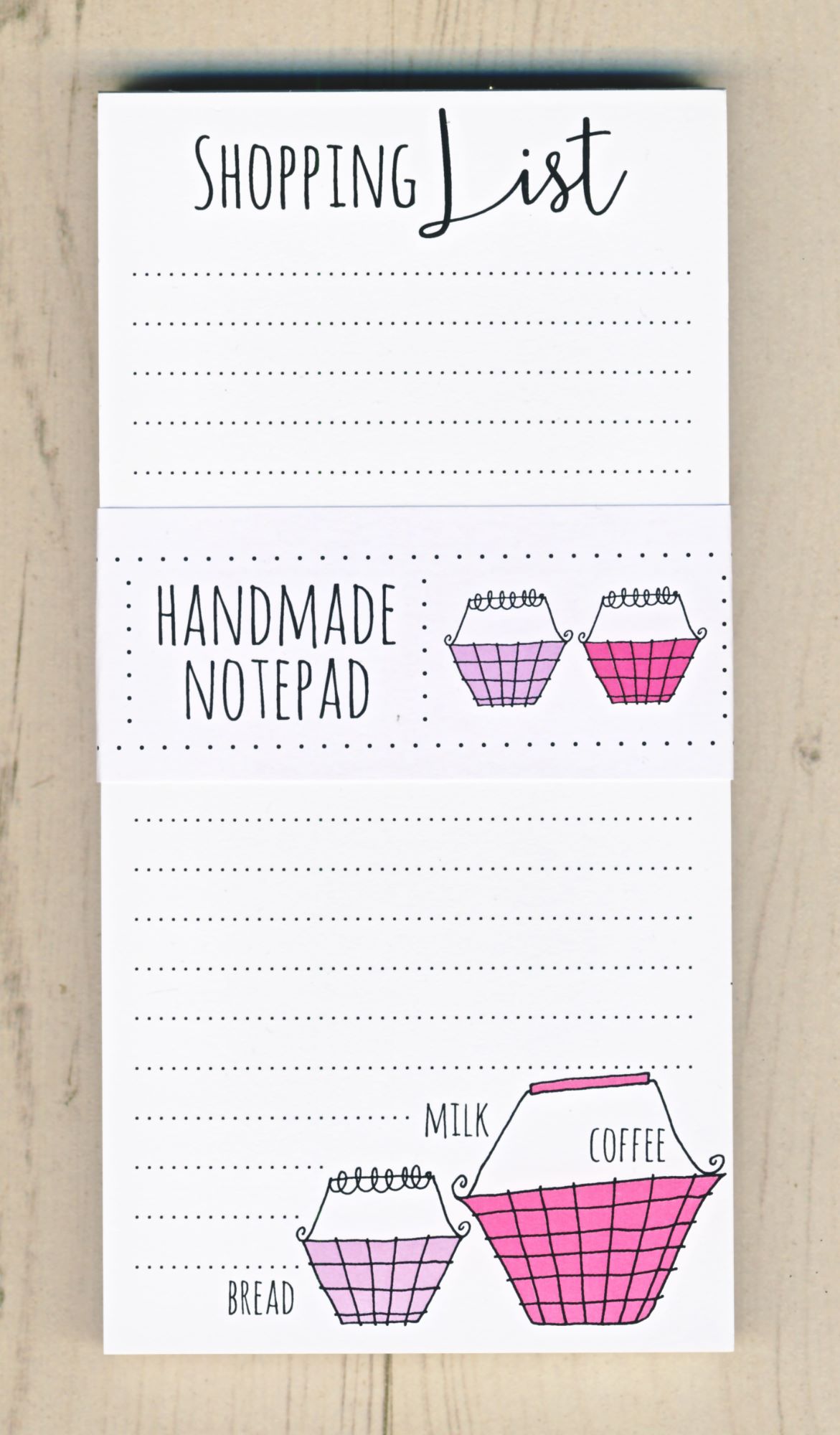 handmade shopping list notepad