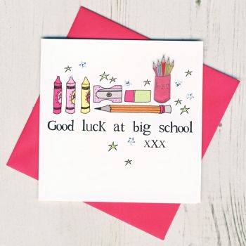 Pink Pencils Good Luck At Big School Card