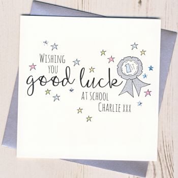 Personalised Rosette Good Luck At School Card