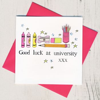 Pink Owl Good Luck At University Card
