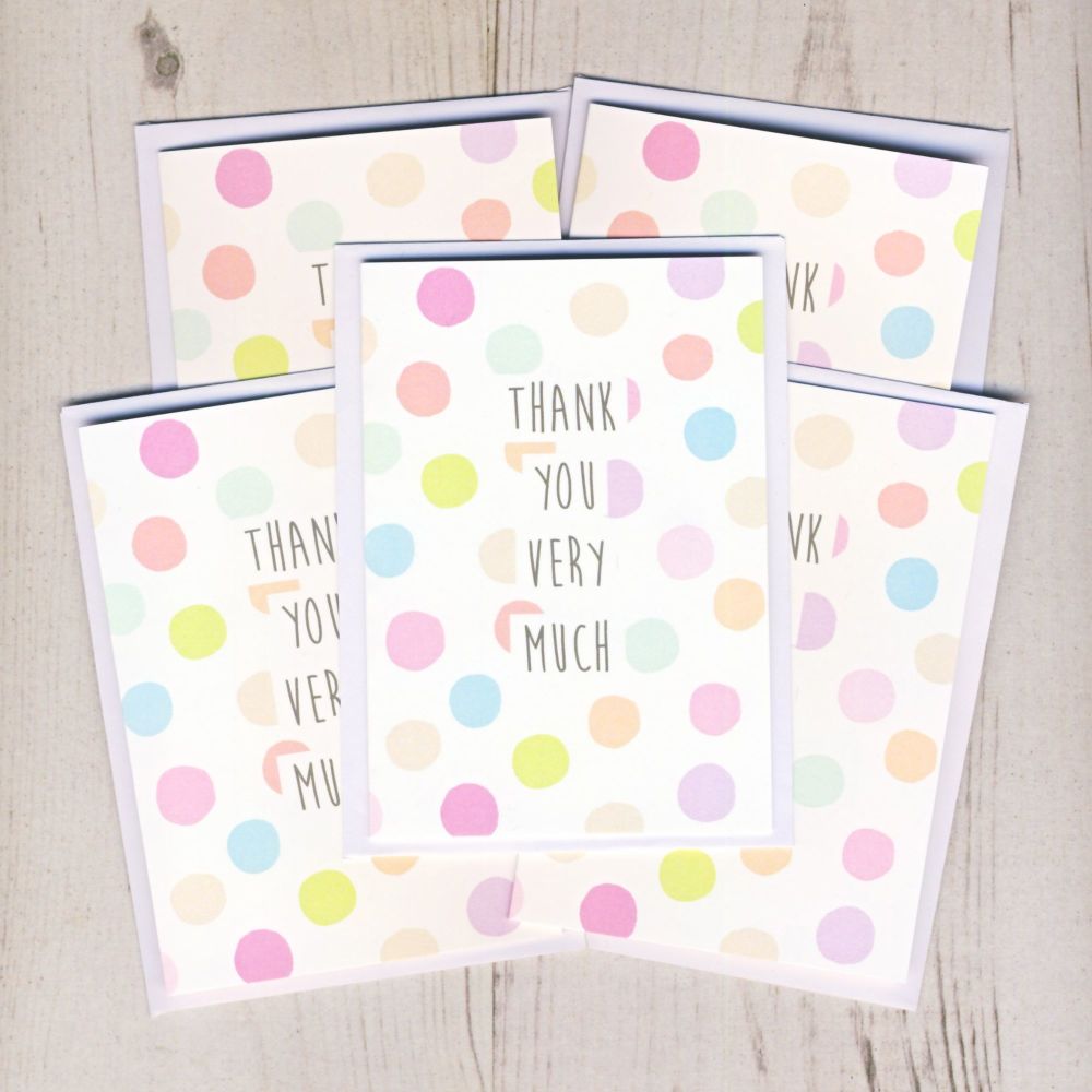 <!-- 001 -->Pack of Mini Spotty Thank You Cards