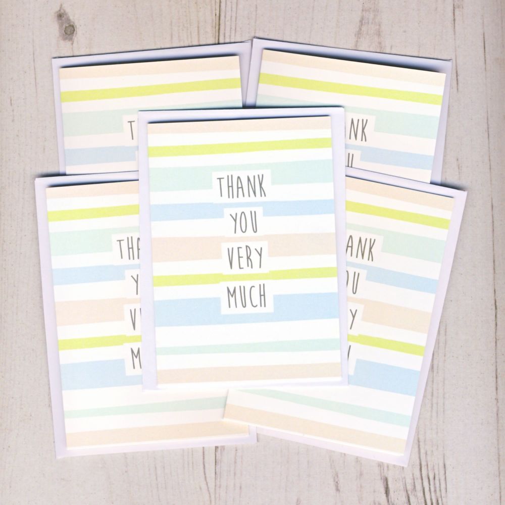 Pack of Mini Stripy Thank You Cards