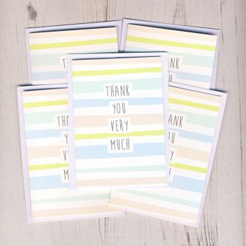 Pack of Mini Stripy Thank You Cards