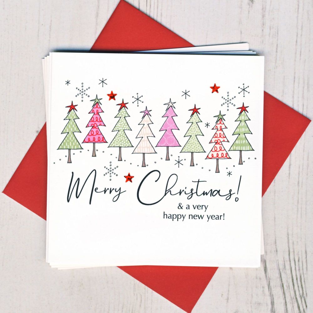 Pack of Five Christmas Tree Christmas Cards