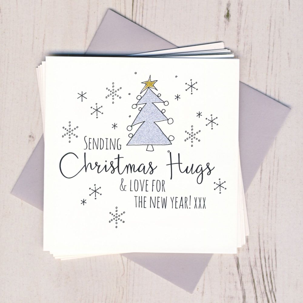<!-- 001 -->Pack of Five Glittery Christmas Hugs Cards