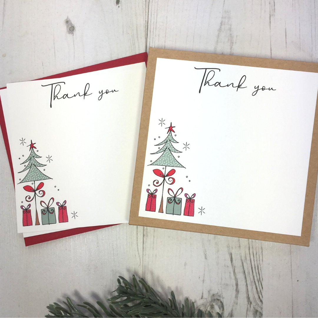 <!-- 001 -->Box of 12 Christmas Tree Thank You Notecards