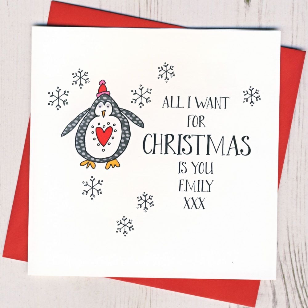 Personalised Wobbly Eyes All I Want For Christmas Is You Card