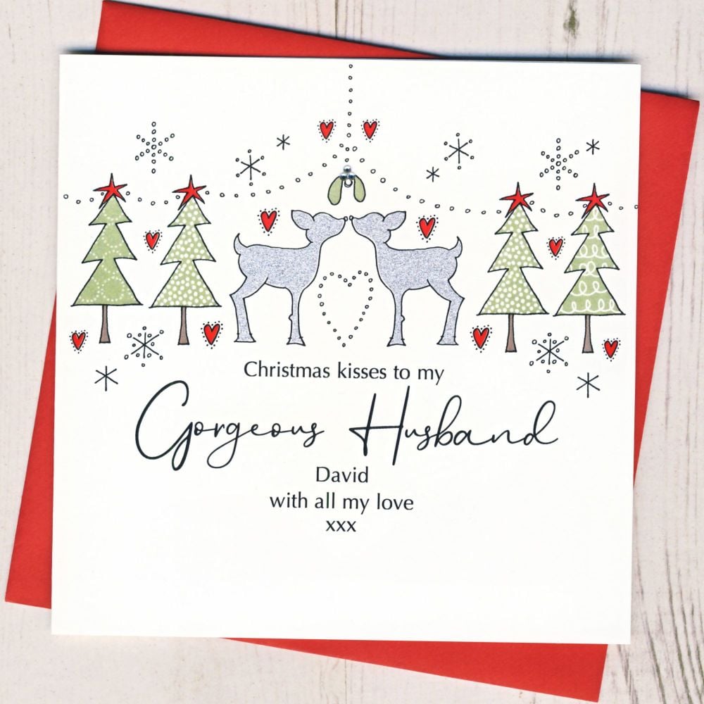 Personalised Male Christmas Kisses Card