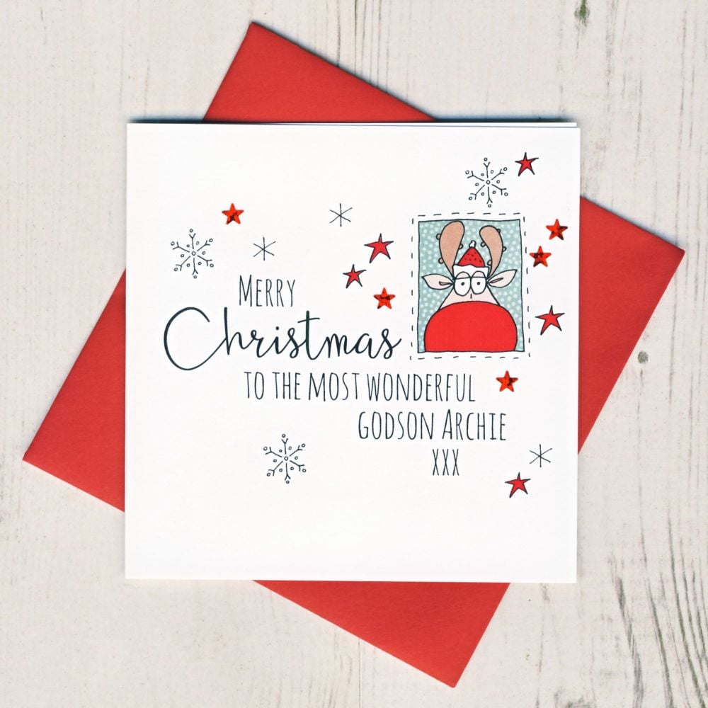 <!-- 003-->Personalised Rudolph Christmas Card