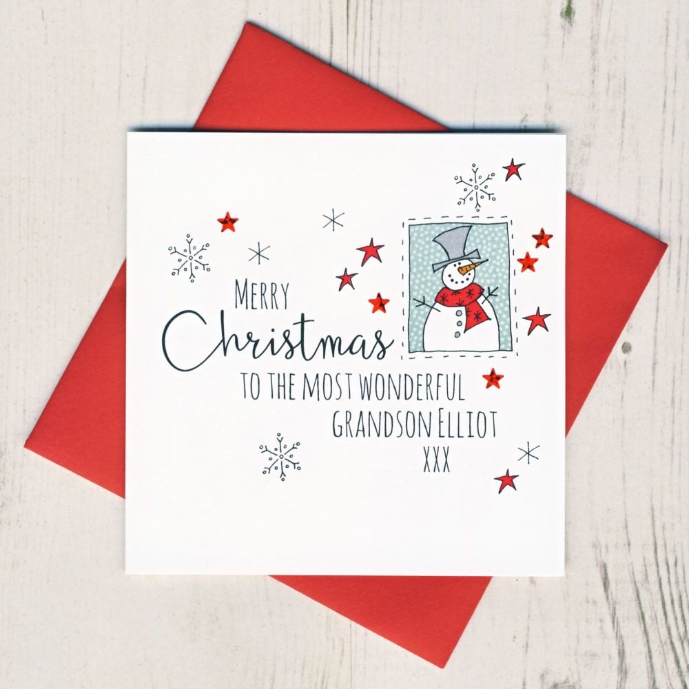 <!-- 003-->Personalised Snowman Christmas Card
