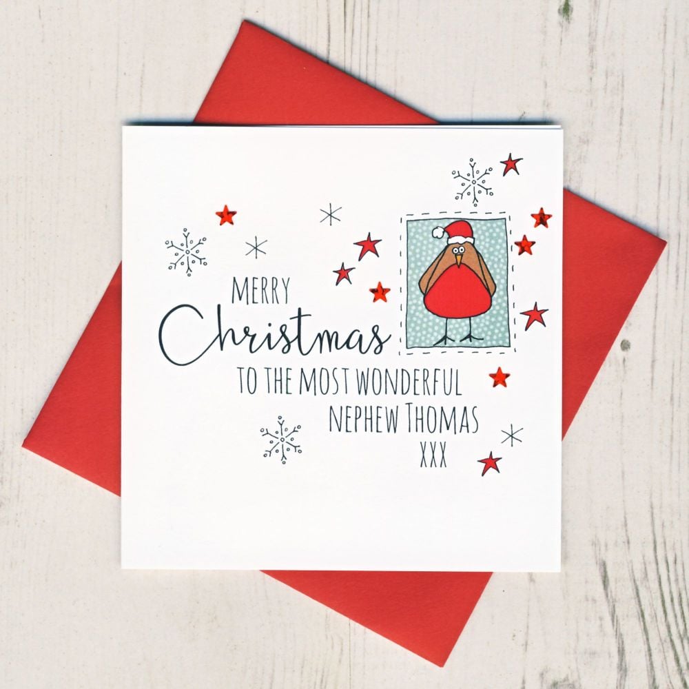 <!-- 003-->Personalised Robin Christmas Card