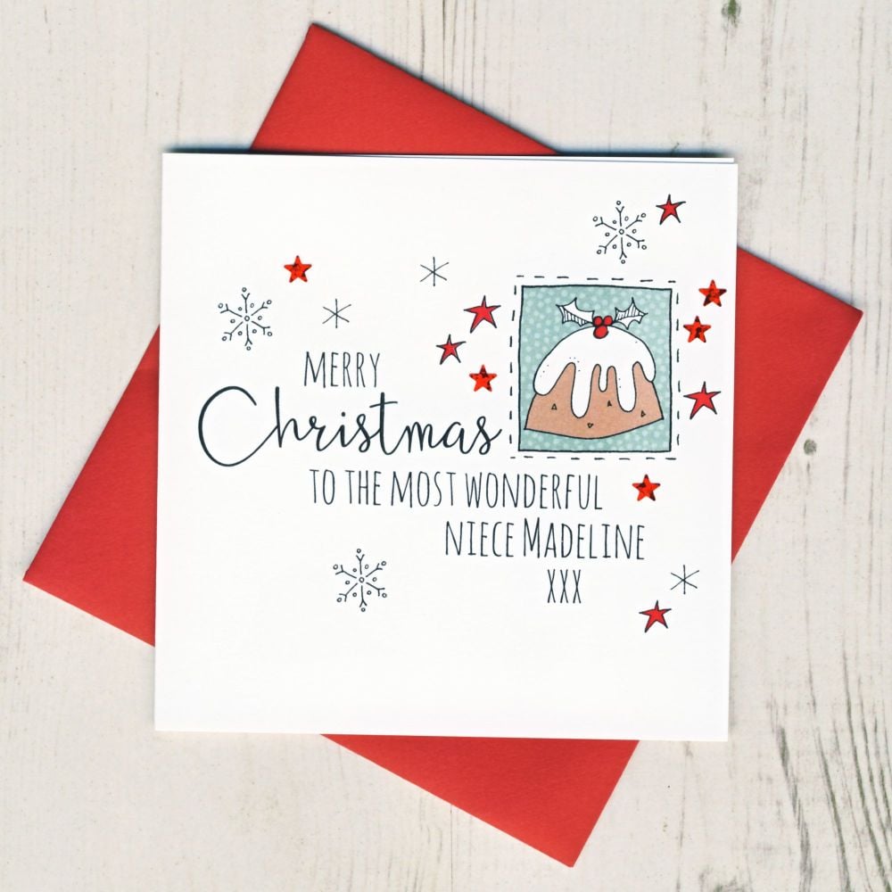 <!-- 003-->Personalised Pudding Christmas Card