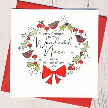 Personalised Christmas Wreath Card