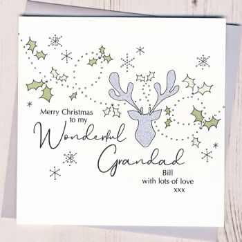 Personalised Christmas Stags Head Card