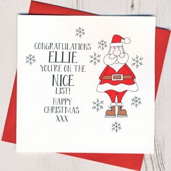 Personalised You're On The Nice List Christmas Card