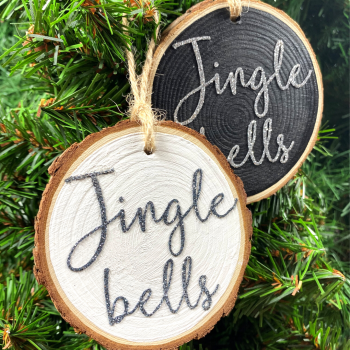 Jingle Bells Hanging Christmas  Log Slice