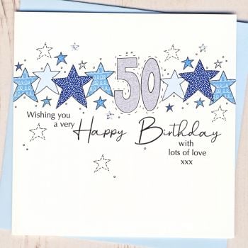 Starry 50th Birthday Card