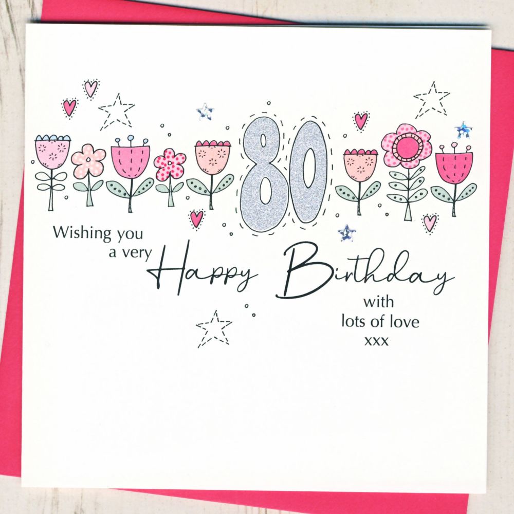 <!-- 000 -->Floral 80th Birthday Card