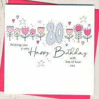 <!-- 011 -->Floral 80th Birthday Card