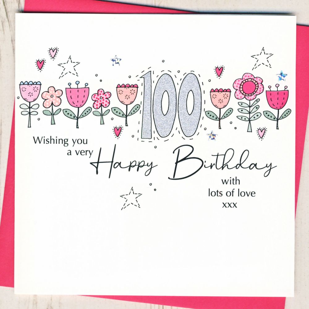 <!-- 000 -->Floral 100th Birthday Card