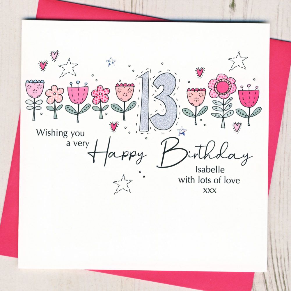 <!-- 000 -->Personalised Floral 13th Birthday Card