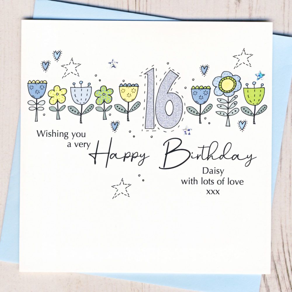 <!-- 000 -->Personalised Floral 16th Birthday Card