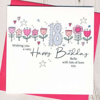 Personalised Floral 18th Birthday Card